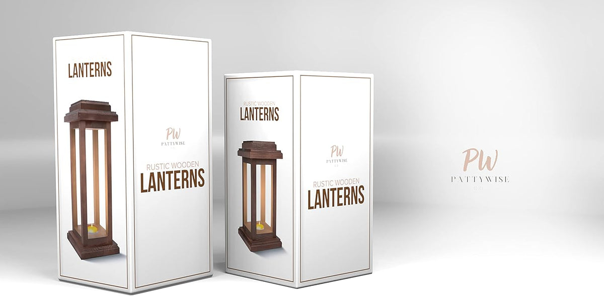 Rustic Decorative Wooden Candle Lantern Set of 2 J278