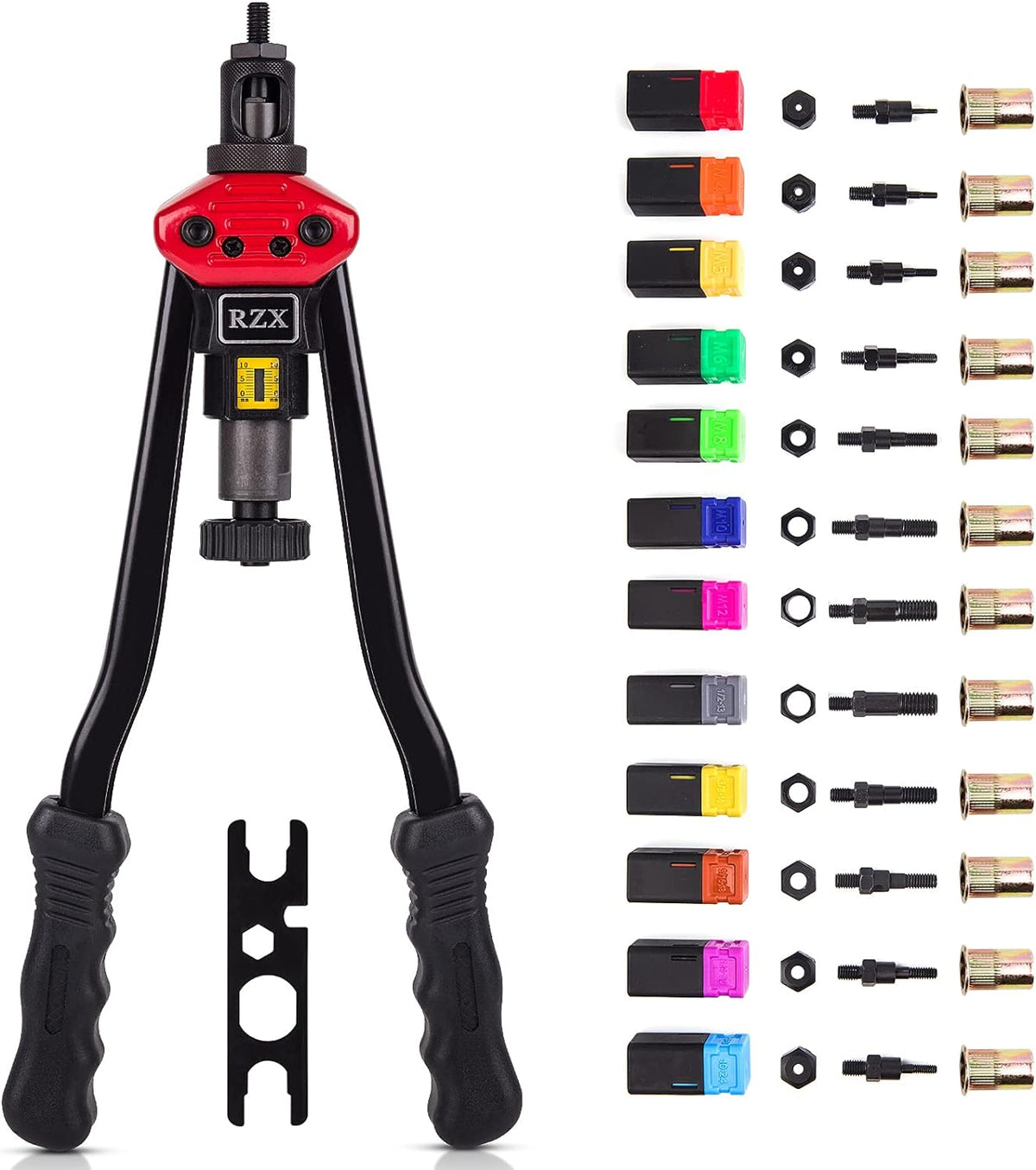 16 Rivet Nut Tool with 12 Mandrels and 115 Pcs Rivets Nuts Y726478