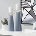 Glass Pillar Candle Holder Set of 2 A3807