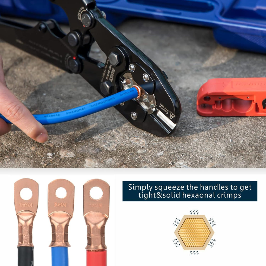 Battery Cable Lug Crimping Tool Set with Interchangeable Jaws M1098