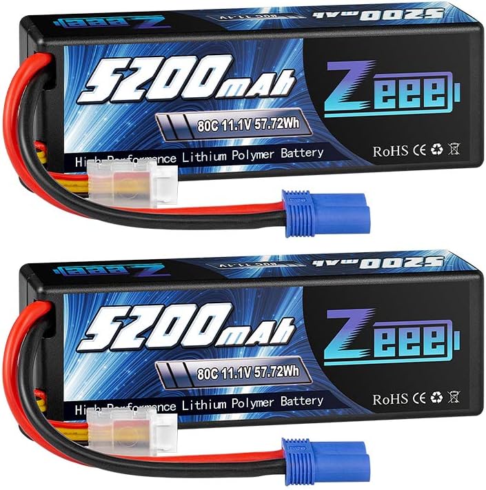 11.1V 80C 5200mAh 3S Lipo Battery with EC5 Connector Hardcase 2 Packs O993913