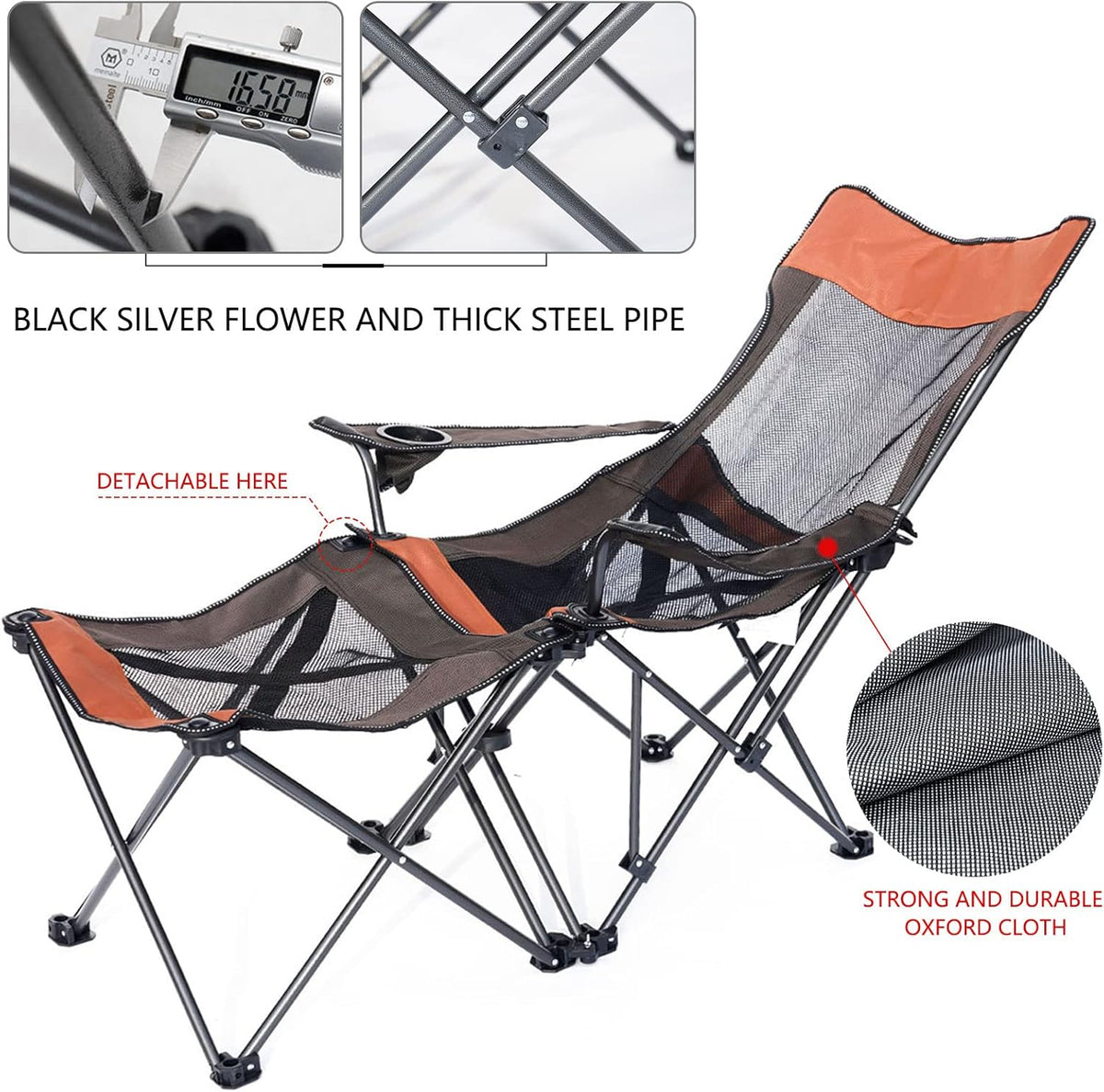Folding Reclining Camping Chair with Footrest O6611