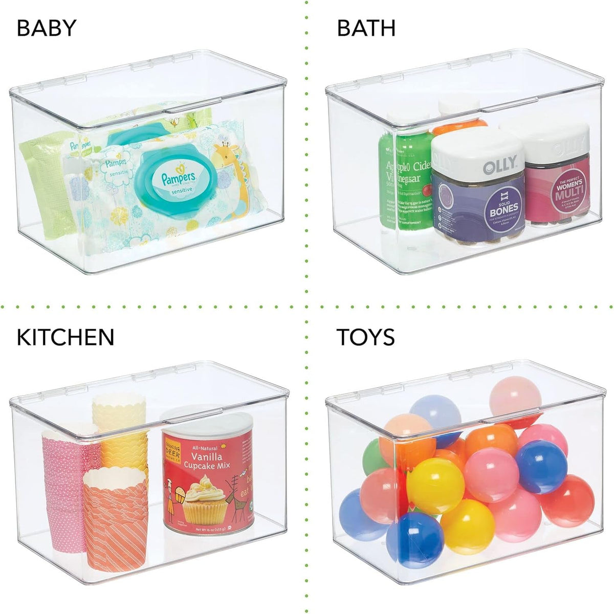 Clear 8 Pack Stackable Plastic Storage Bin with Lid F735264