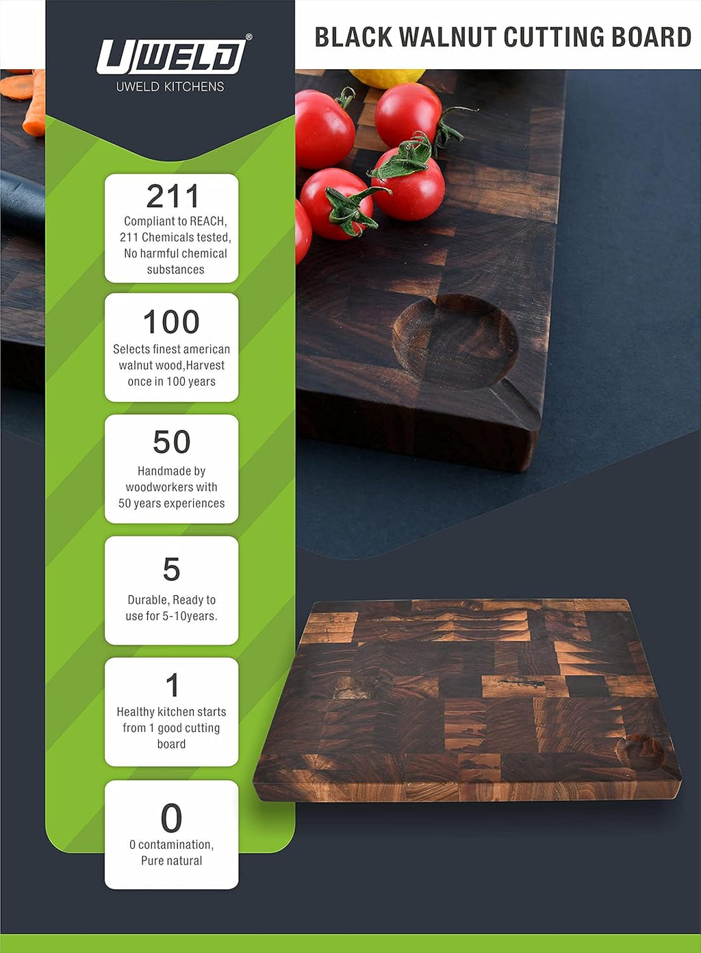 16X11.5 Inches American Walnut Wood Cutting Board R48732