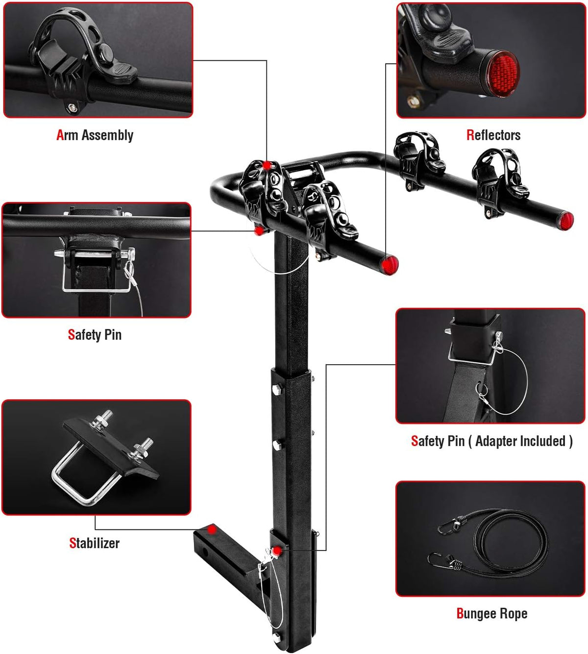 2 Bike Platform Hitch Mount Foldable Rack J439