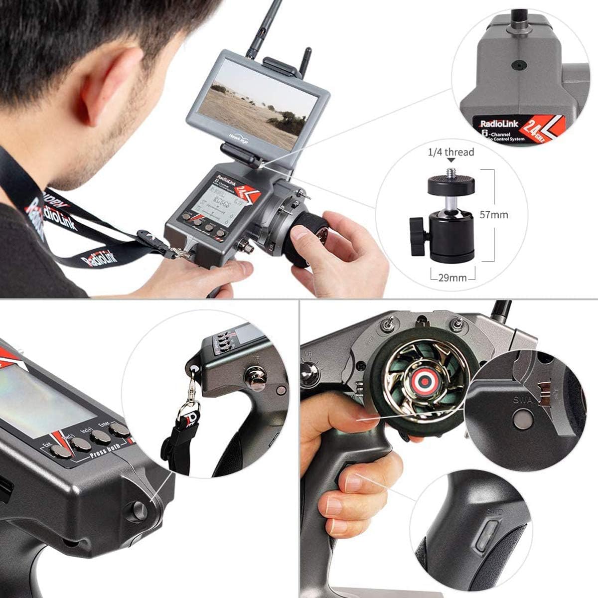6CH RC Transmitter and Receiver 2.4g Gyro Telemetry Remote Controller X75859