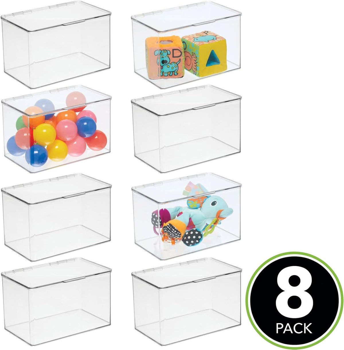 Clear 8 Pack Stackable Plastic Storage Bin with Lid F735264