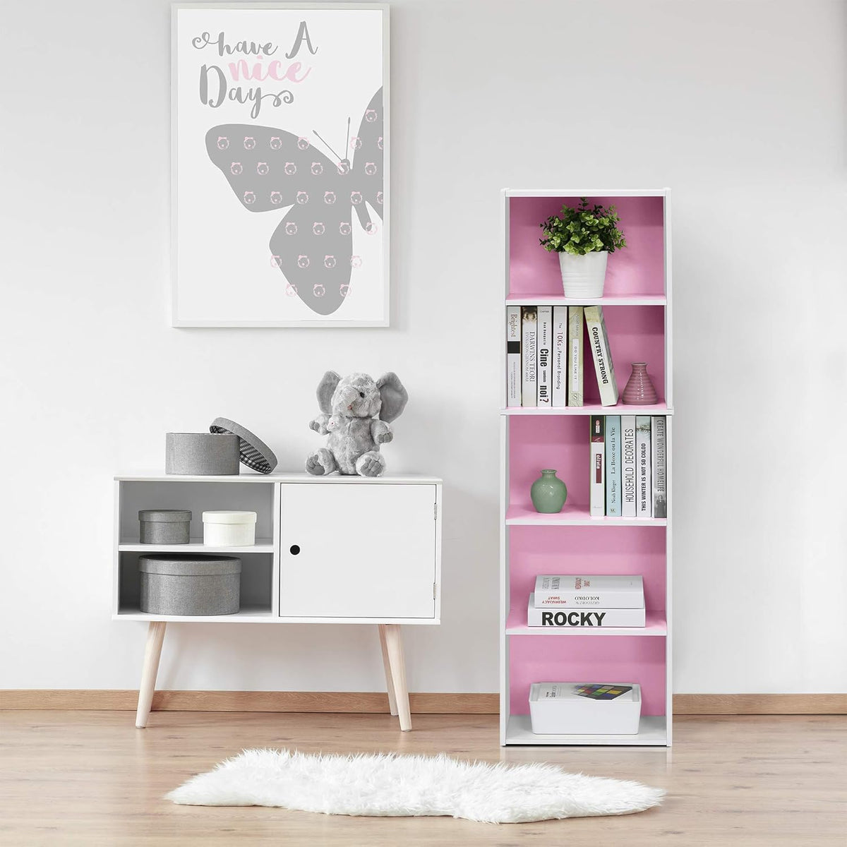 5-Tier Reversible Color Open Shelf Bookcase D900