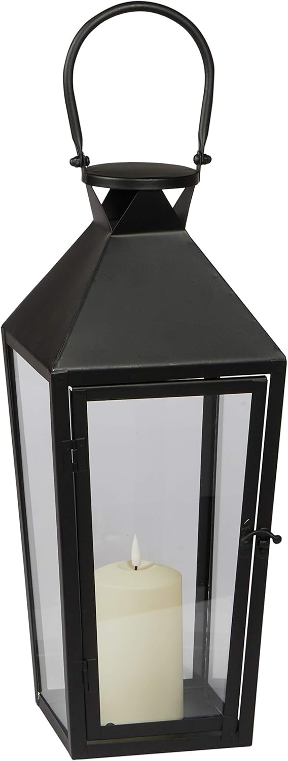 Black Metal LED Flameless Candle Lantern I715289