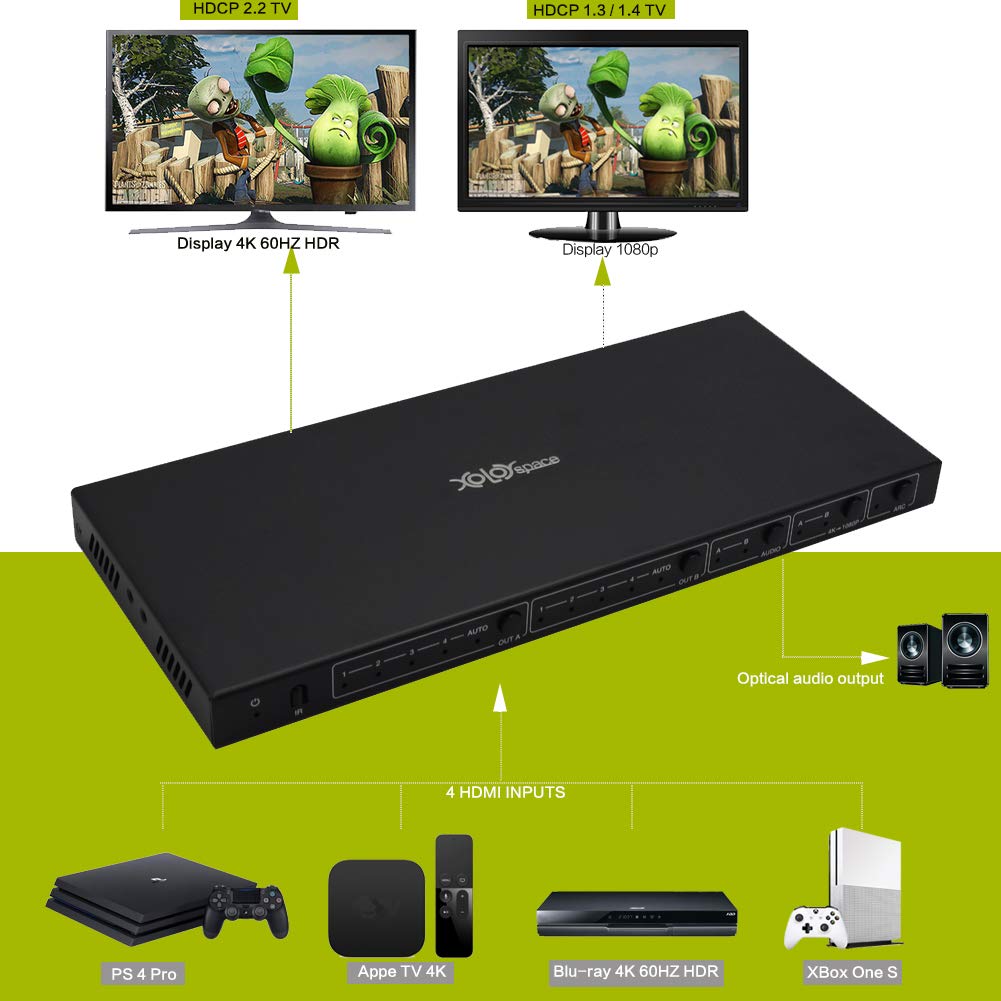 4X2 4K 60HZ HDMI Matrix Switcher with Audio Extractor A589409