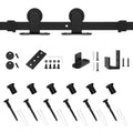 7.5ft Single Mini Sliding Barn Door Hardware Kit Black U7006