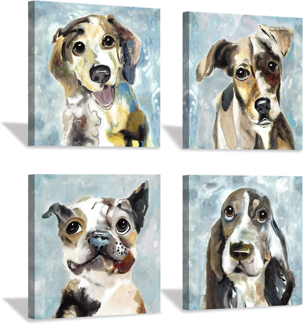 Abstract Dog Canvas Print 16'' x 16'' 4 Panels I869