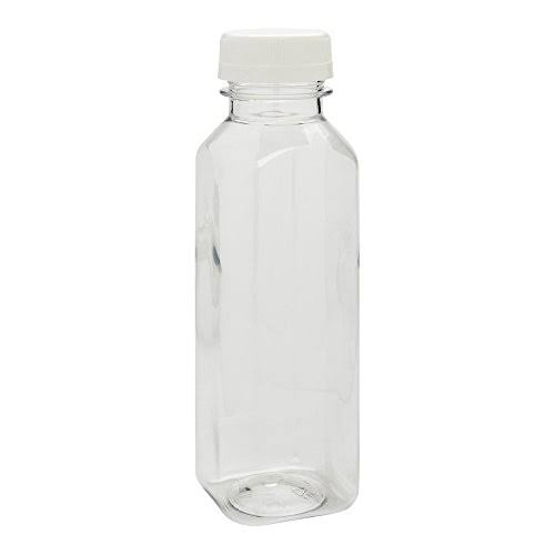 12-oz Square Plastic Juice Bottles with Safety Cap V110303