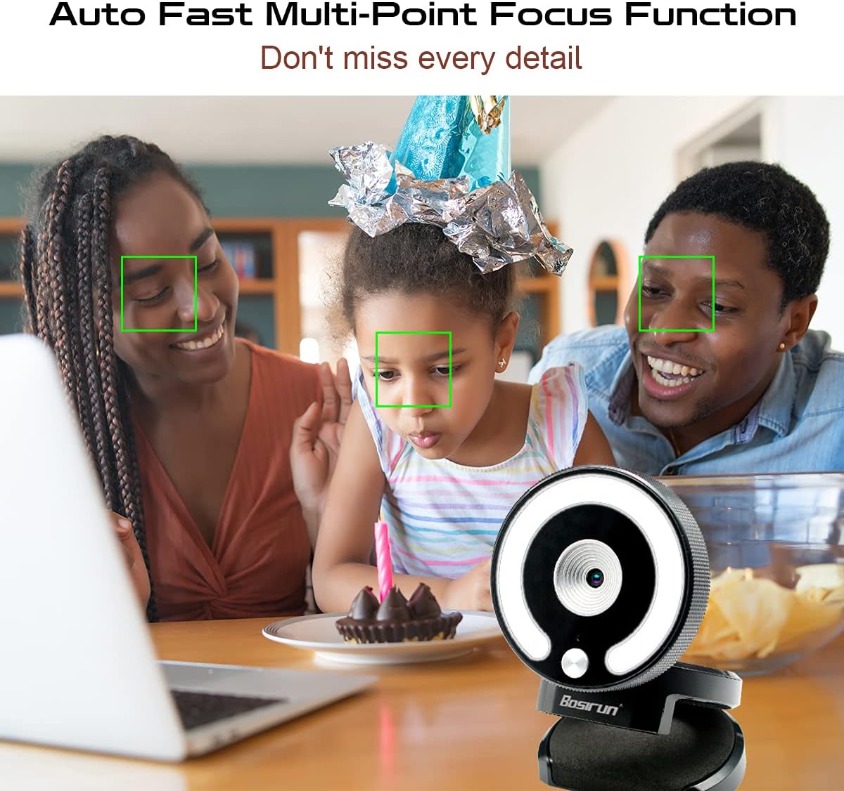 2K 30fps Webcam with Microphone and Ring Light E6951