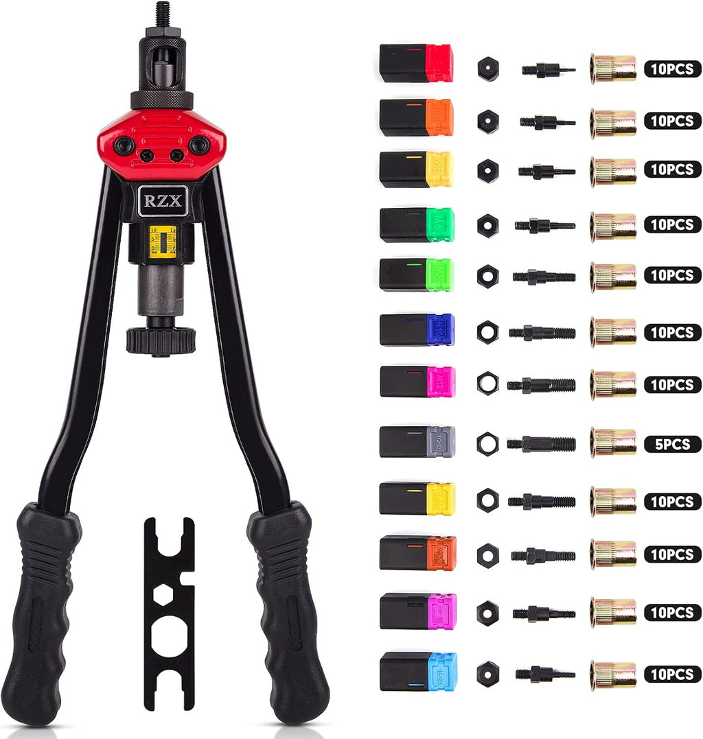 16 Rivet Nut Tool with 12 Mandrels and 115 Pcs Rivets Nuts Y726478