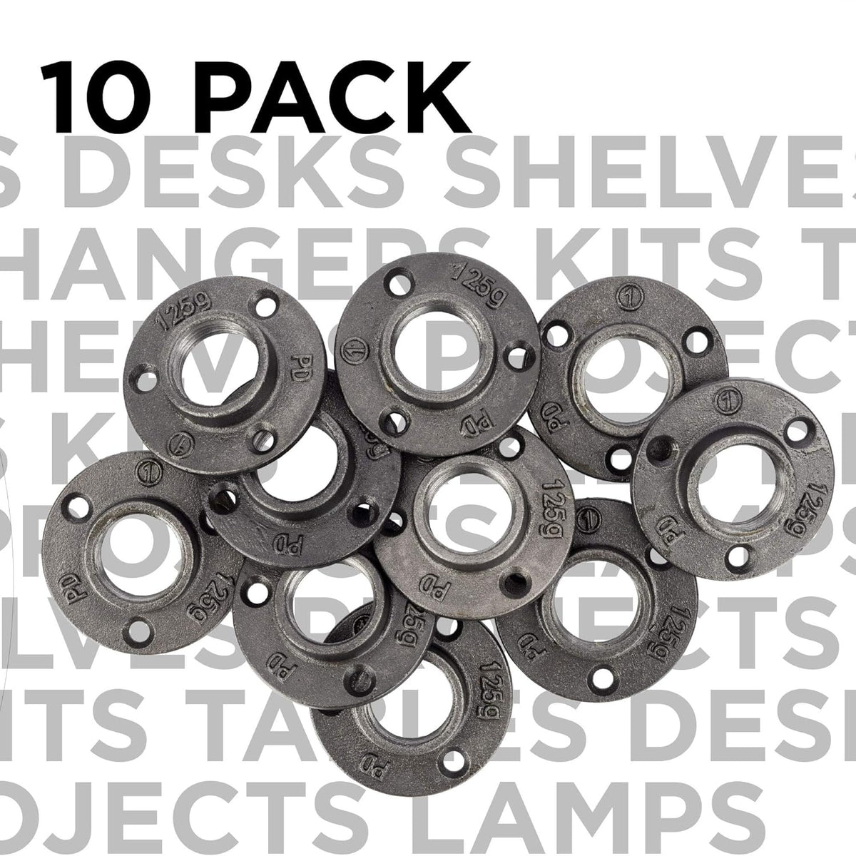 1 Inch Black Malleable Cast Iron Floor Flange 10 Pack B912