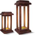 Rustic Decorative Wooden Candle Lantern Set of 2 J278