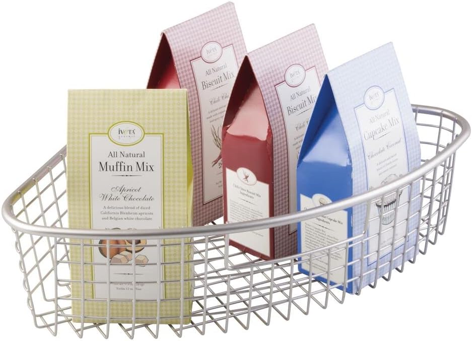 Metal Kitchen Cabinet Lazy Susan Storage Organizer Basket with Front Handle - 4 Pack L82702