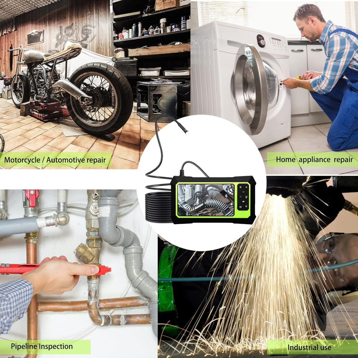 Endoscope Camera with Lights, 1080P HD Borescope Camera 4.3 Inch LCD Screen IP67 Waterproof, 3000mAh Battery, 32GB TF Card N5706
