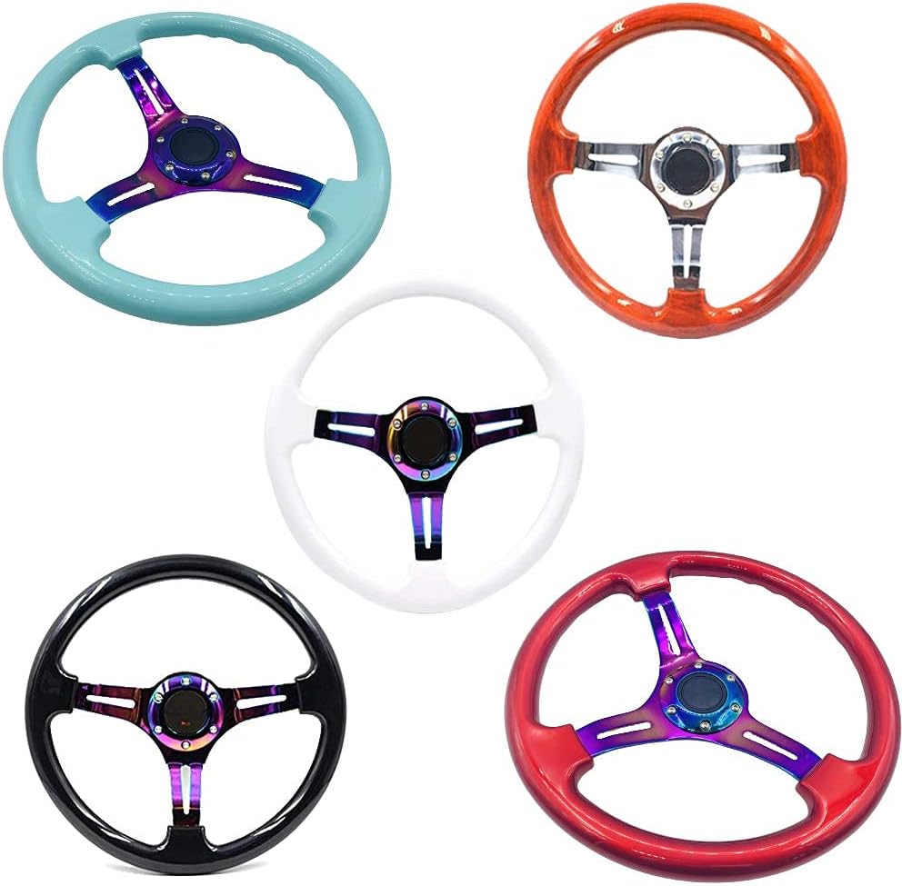 14 inch Deep Dish Car Racing Steering Wheel with Horn T422957