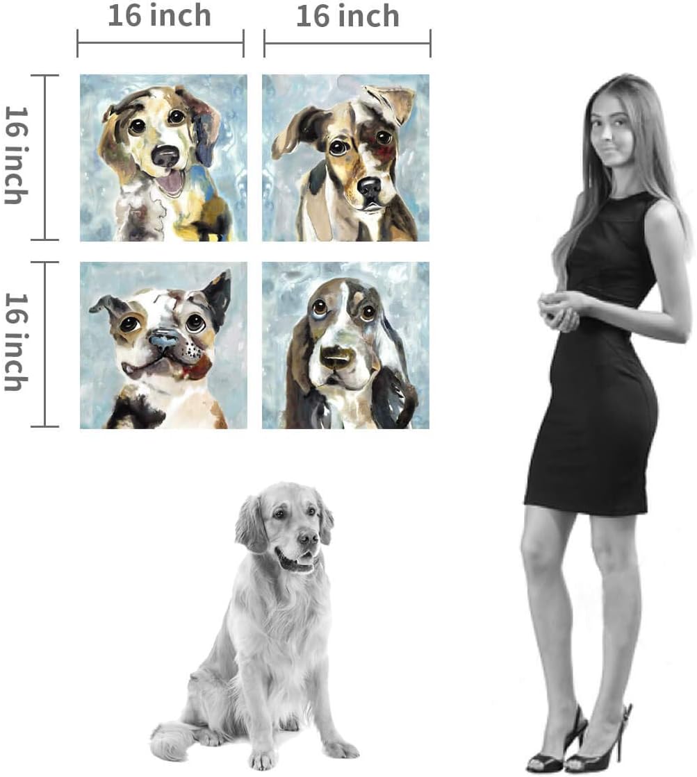 Abstract Dog Canvas Print 16'' x 16'' 4 Panels I869