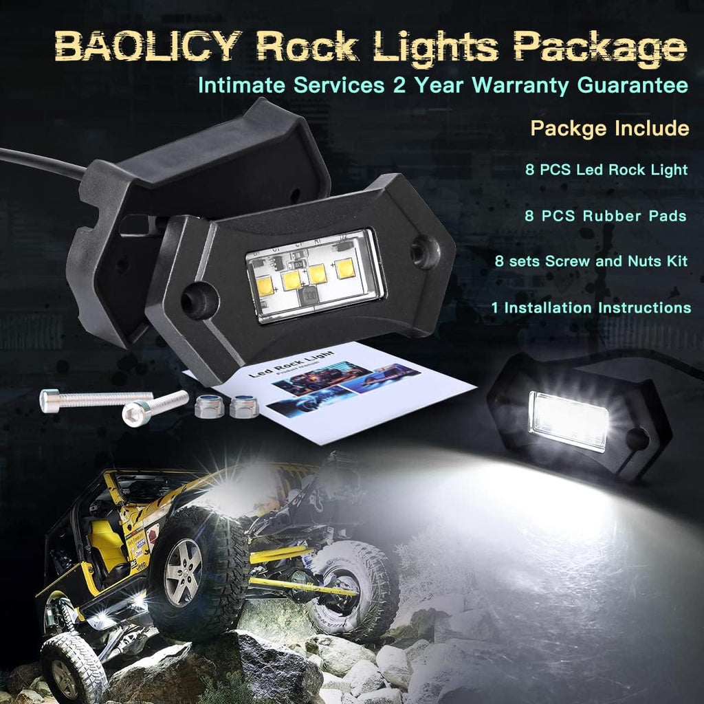 White 8Pods IP68 Waterproof LED Rock Lights M287