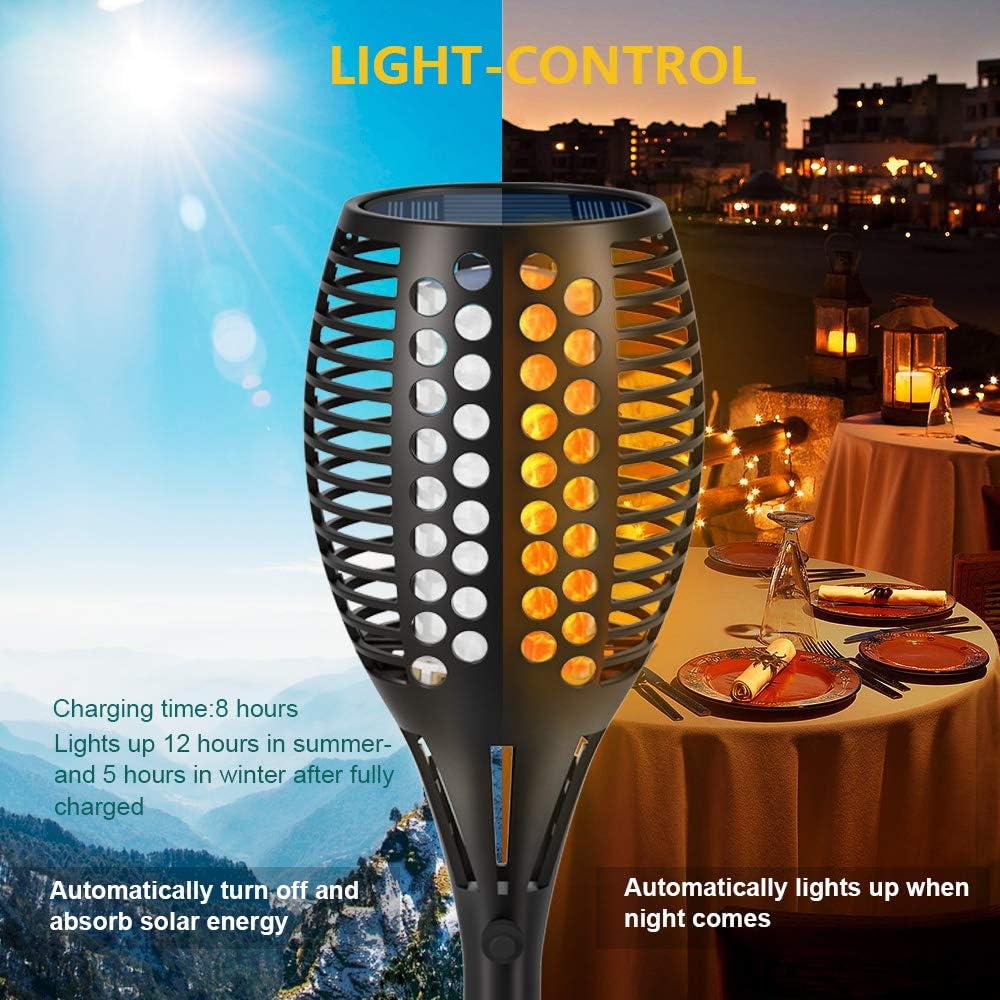 43 Flickering Flames Solar Torch Lights Outdoor Waterproof 4-Pack V1252