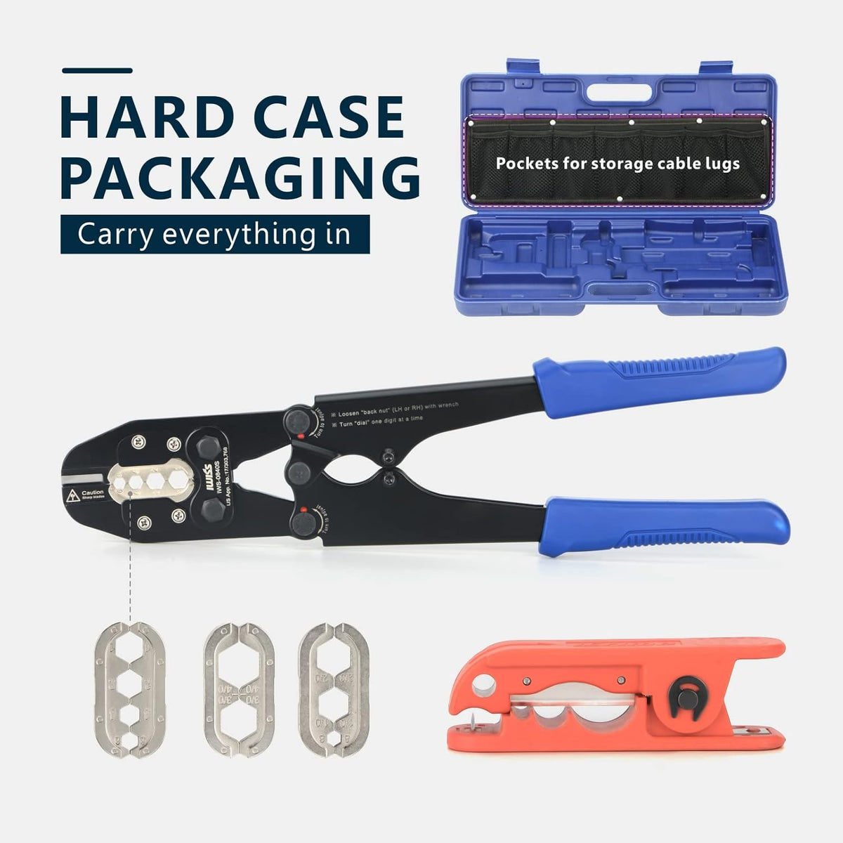 Battery Cable Lug Crimping Tool Set with Interchangeable Jaws M1098