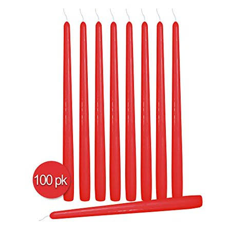 12 inch Red Dripless Taper Candles 100 Pack X58906