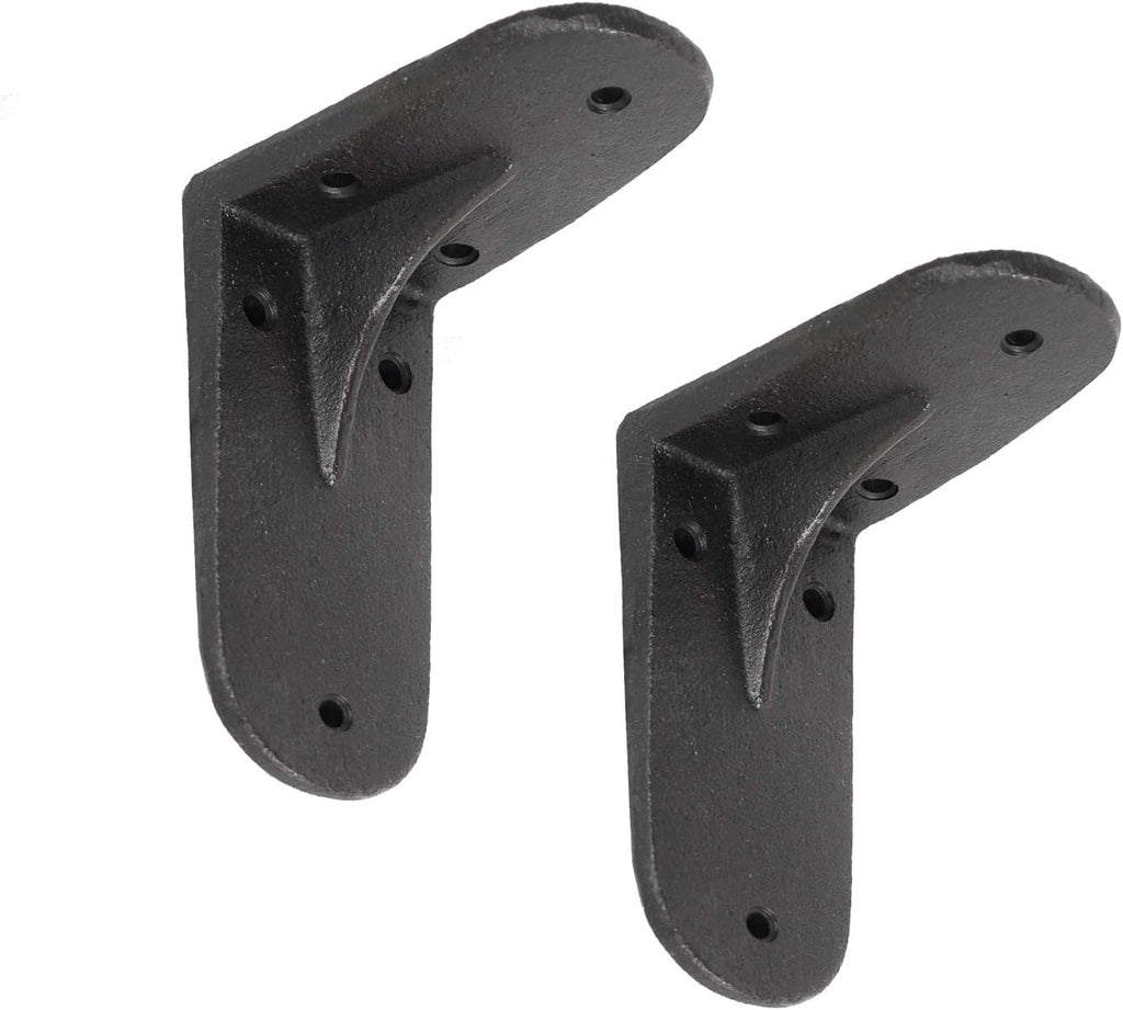 Black 2 Pack Cast Iron L-Shaped Shelf Bracket A56395