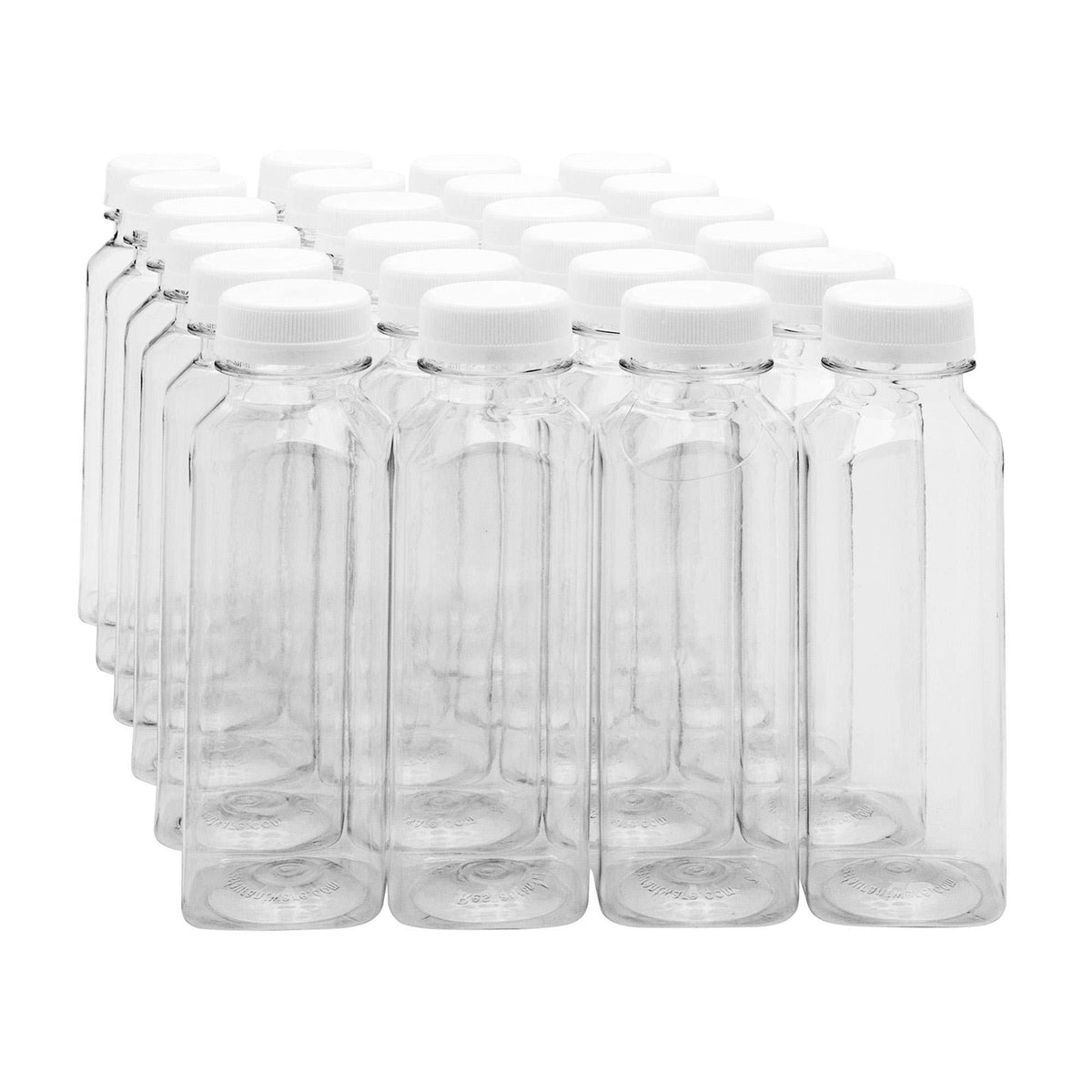 12-oz Square Plastic Juice Bottles with Safety Cap V110303