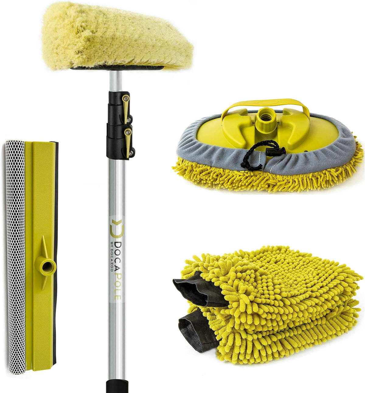 Car Cleaning Kit with Soft Car Wash Brush, Squeegee, Mitt, Microfiber Cleaning Head & Extension Pole I4555