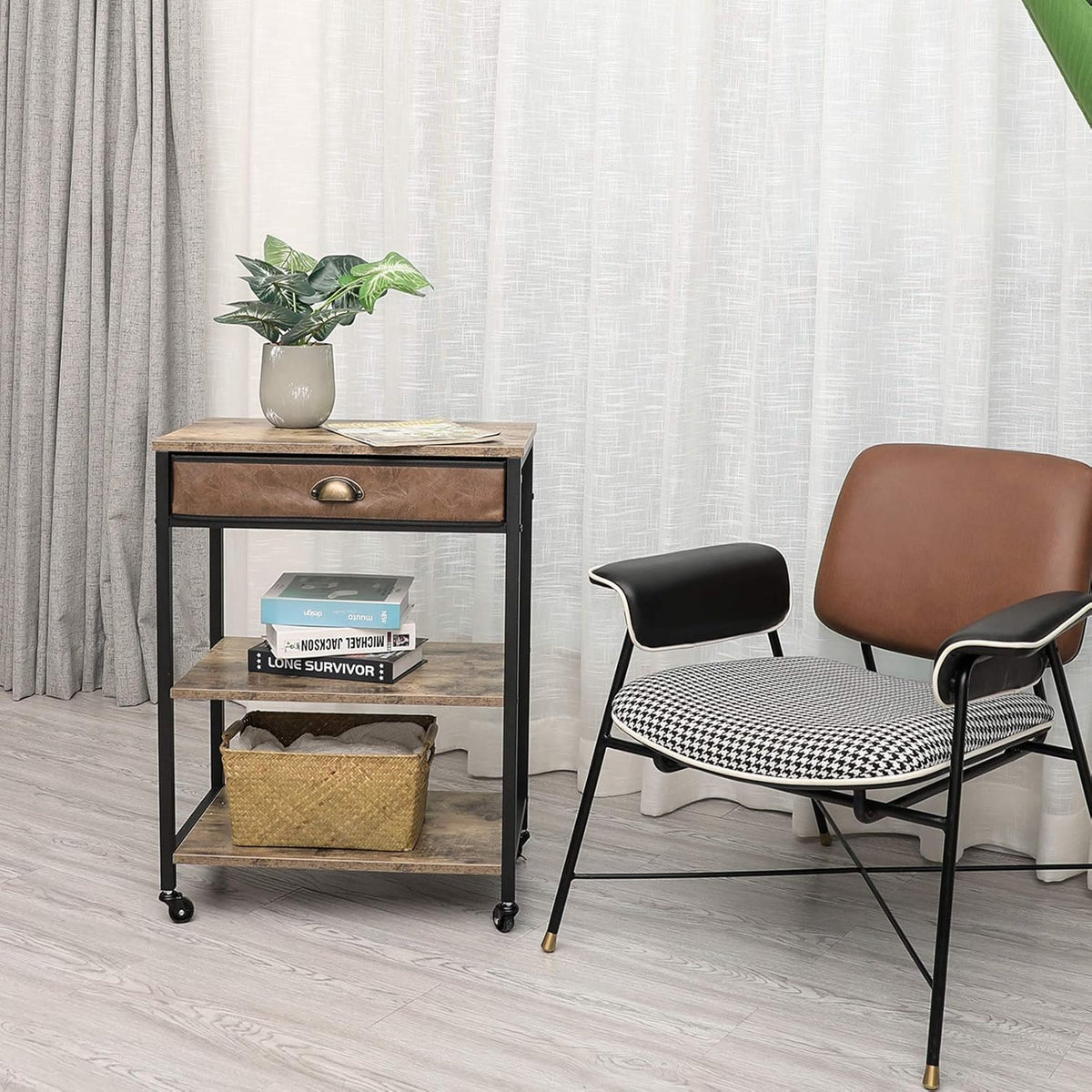 3 Tier Printer Stand with Storage Drawer and Wheel R437374