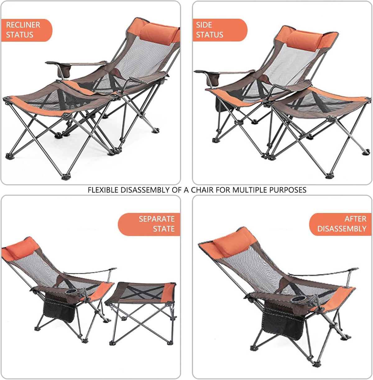Folding Reclining Camping Chair with Footrest O6611