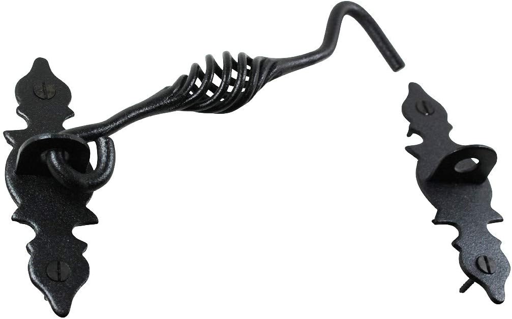Black Wrought Iron Cabin Hook Eye Latches 6.5 Long Pack of 6 Y589