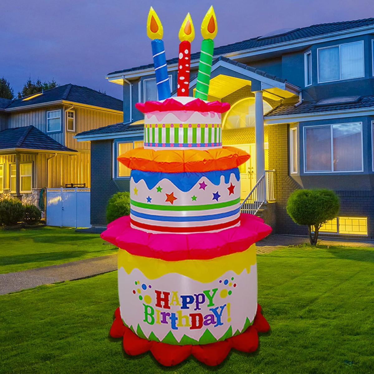 6FT Inflatable Happy Birthday Cake with Candles B48936