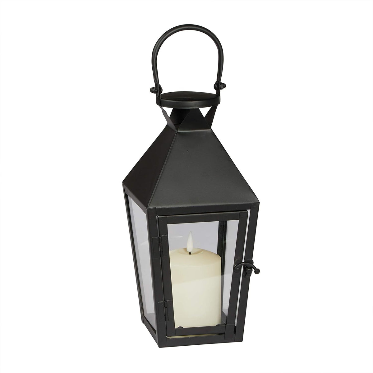 Black Metal LED Flameless Candle Lantern I715289