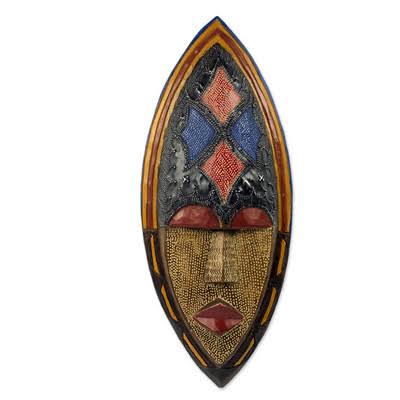African Wood Mask Wall Décor W934801