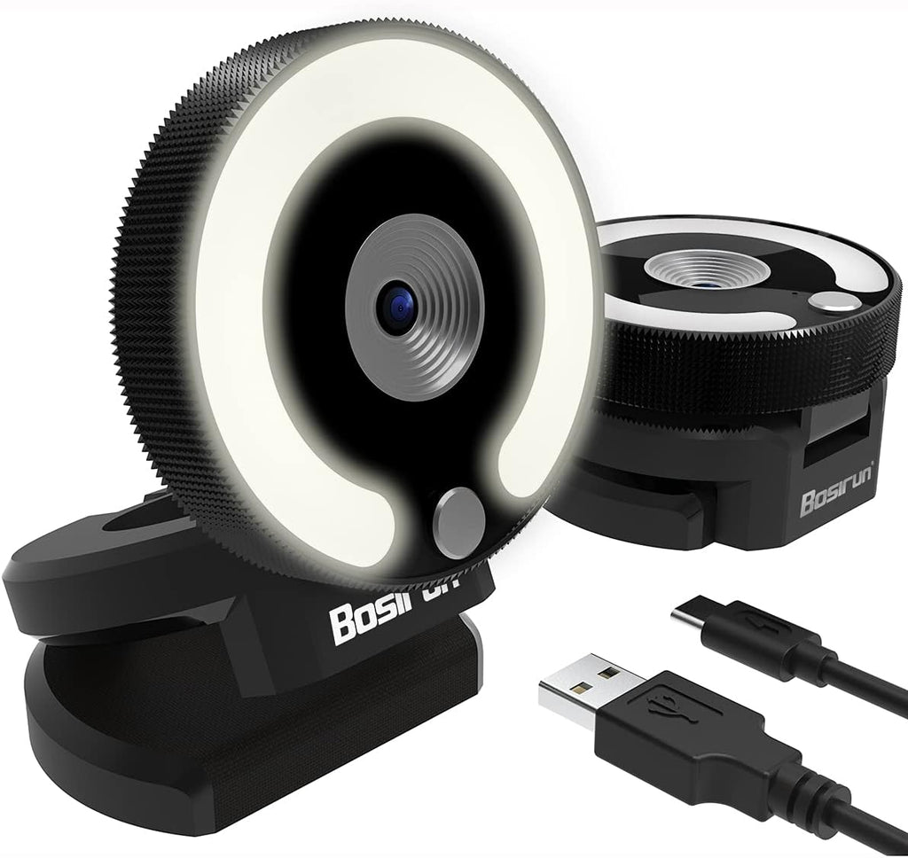 2K 30fps Webcam with Microphone and Ring Light E6951