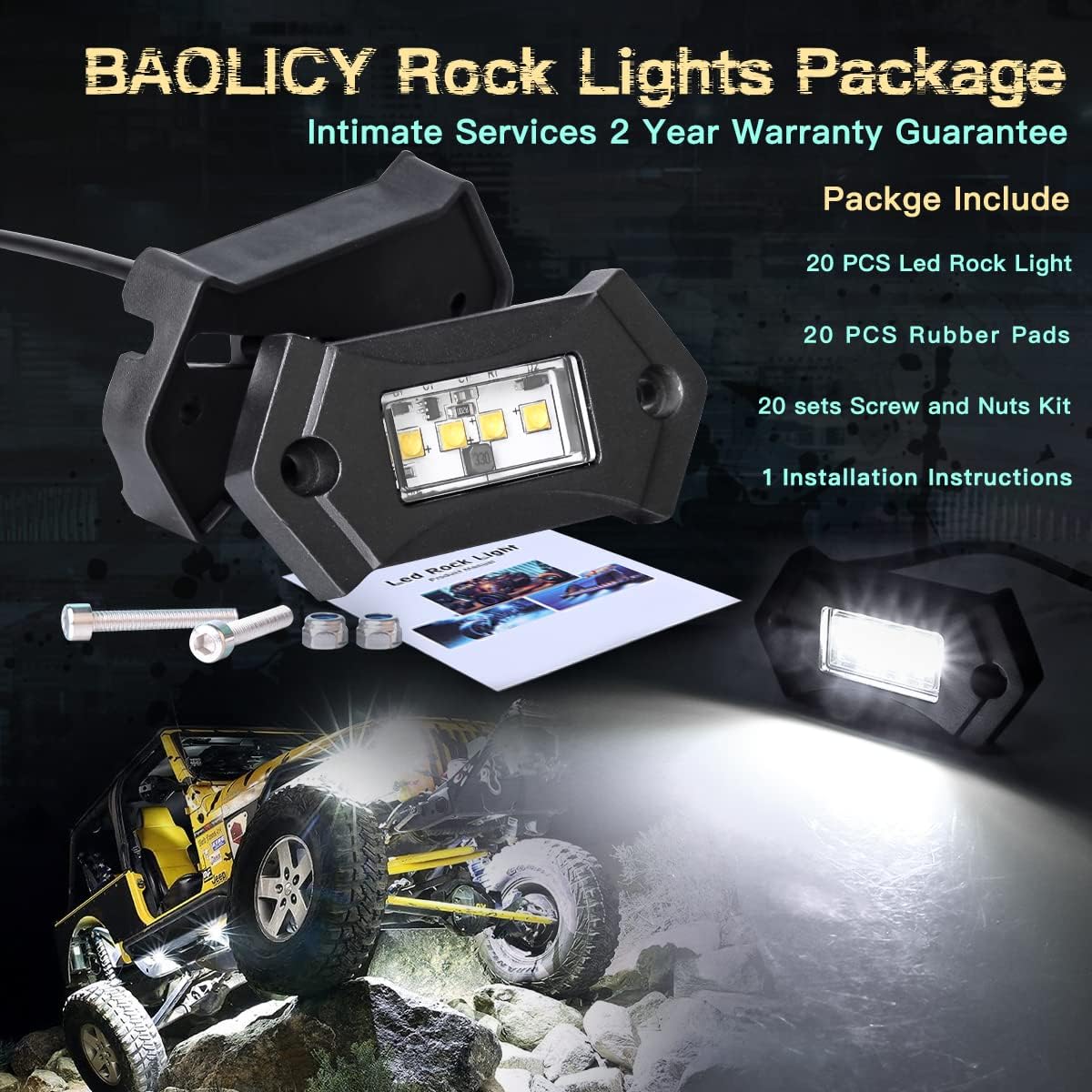 White 8Pods IP68 Waterproof LED Rock Lights M287