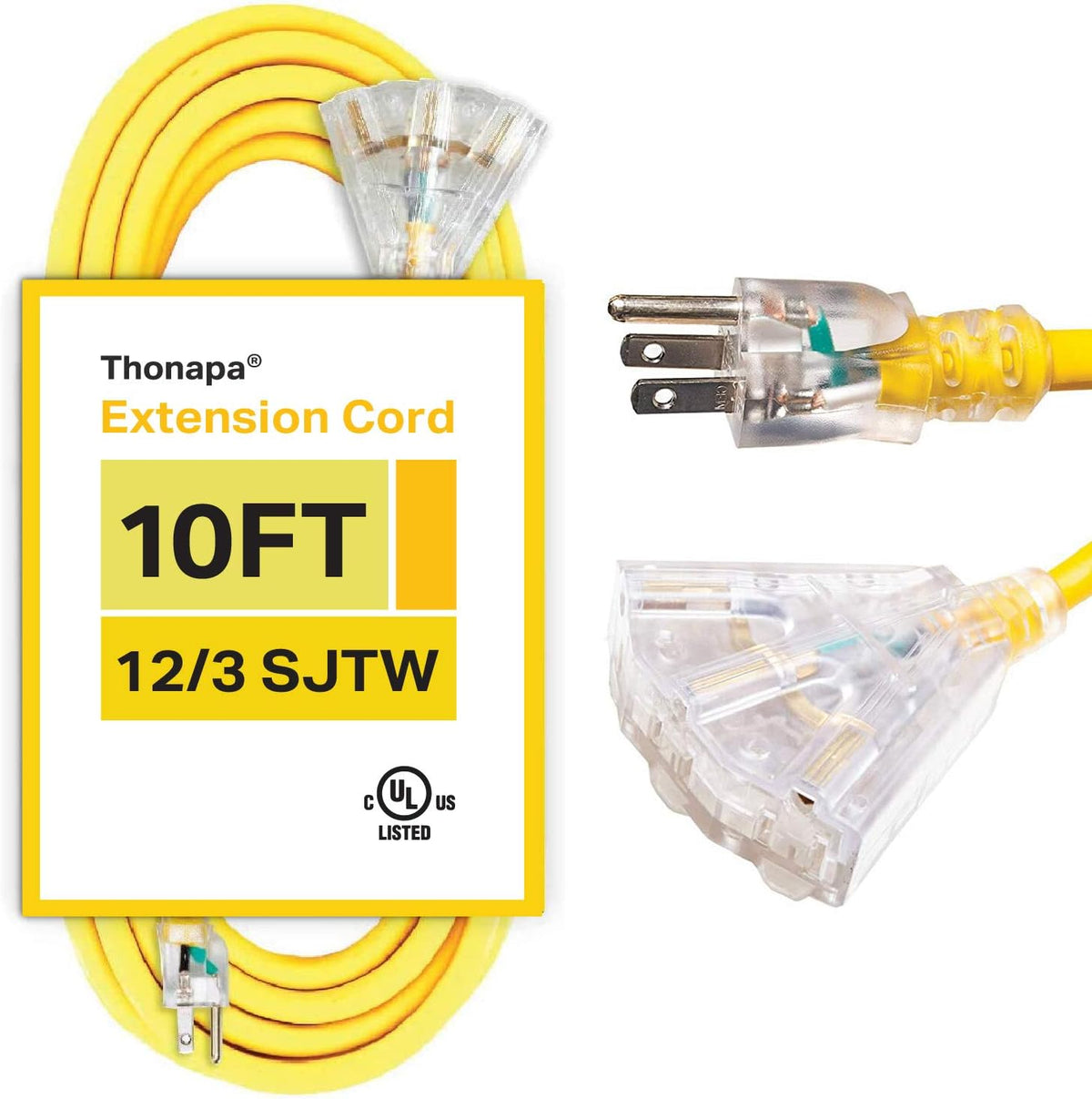 50 Foot Lighted Outdoor Extension Cord with 3 Outlets T79768