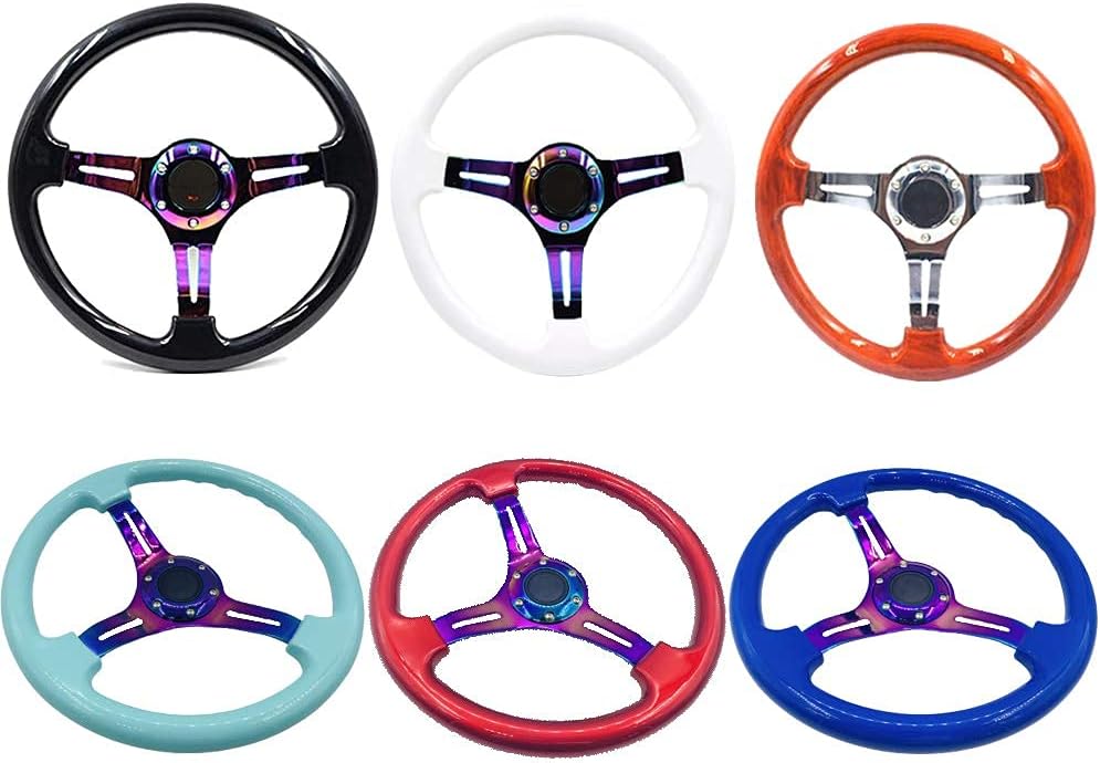 14 inch Deep Dish Car Racing Steering Wheel with Horn T422957