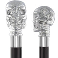 Silver-Plated Chrome Skull Handle Walking Stick with Black Beechwood Shaft L2808