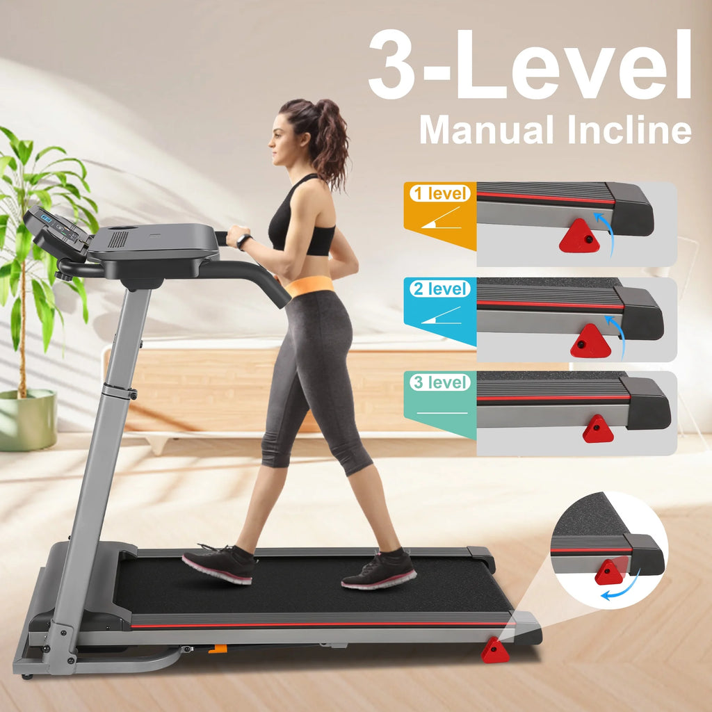 Folding Treadmill with Removable Tabletop and Incline, 2.5 HP, Black Y866219