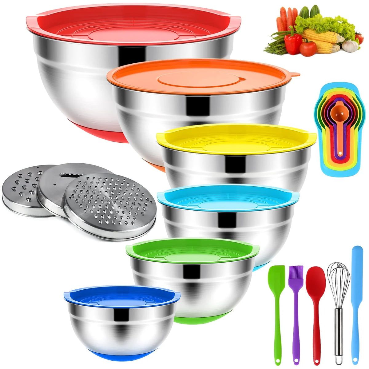 20 Pcs Stainless Steel Mixing Bowls Set with Lids L577