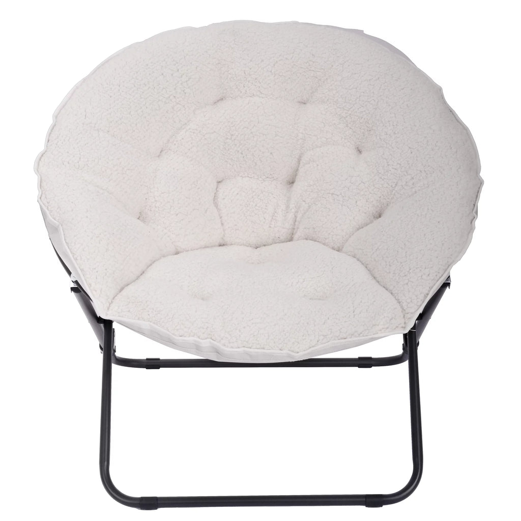 White Faux Shearling Saucer Chair K7166
