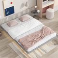 White Full Size Floating Platform Bed Frame with LED Lights E11268