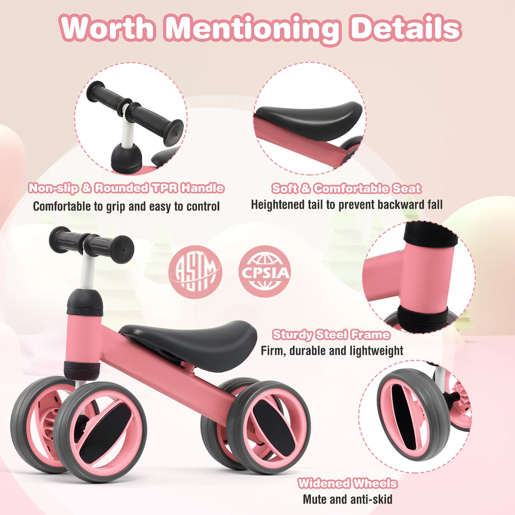 Pink 4 Wheels Baby Balance Bike S5197