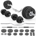2 in 1 Adjustable Dumbbell Set with Connecting Rod Black S69665