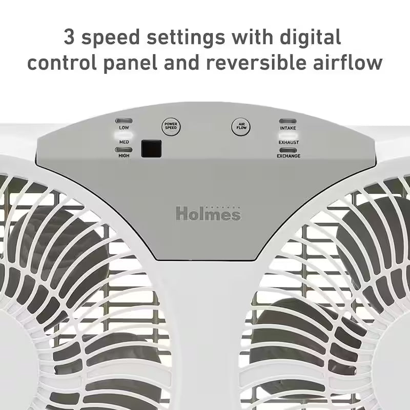 White 3-Speed Digital Window Fan with Remote Control Y6741